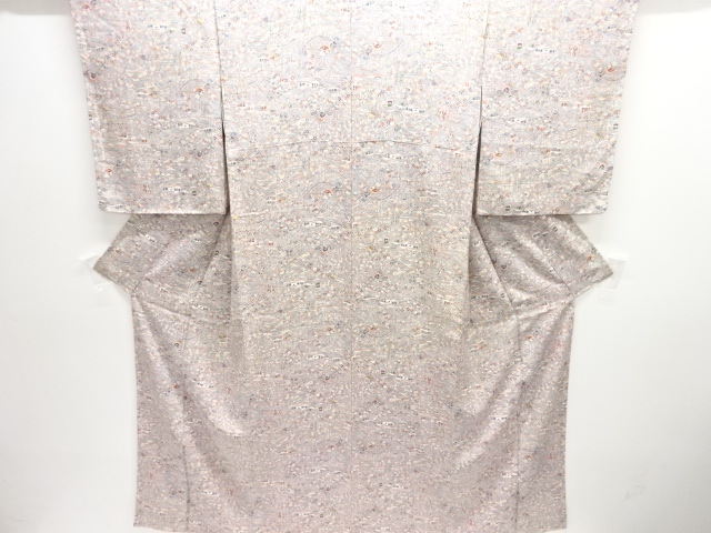 未使用品　家屋に花鳥模様小紋着物